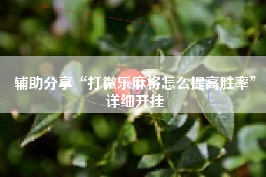 辅助分享“打微乐麻将怎么提高胜率	”详细开挂