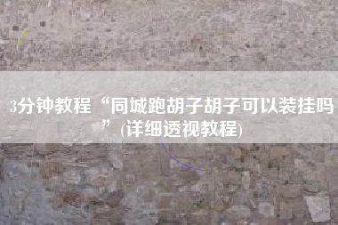 3分钟教程“同城跑胡子胡子可以装挂吗	”(详细透视教程)