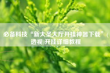 必备科技“新大圣大厅开挂神器下载”(透视)开挂详细教程
