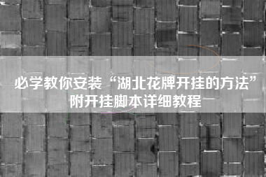 必学教你安装“湖北花牌开挂的方法”附开挂脚本详细教程