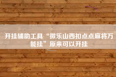 开挂辅助工具“微乐山西扣点点麻将万能挂	”原来可以开挂