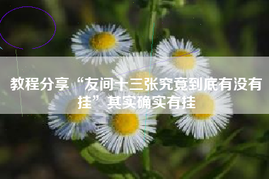 教程分享“友间十三张究竟到底有没有挂	”其实确实有挂