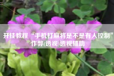 开挂教程“手机打麻将是不是有人控制”作弊(透视)透视辅助