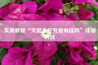 实测教程“天酷大厅究竟有挂吗	”详细开挂