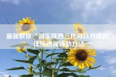 最新教你“微乐陕西三代可以开挂吗	”详细透视辅助方法