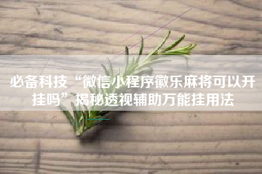 必备科技“微信小程序徽乐麻将可以开挂吗	”揭秘透视辅助万能挂用法