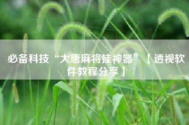 必备科技“大唐麻将挂神器	”【透视软件教程分享】