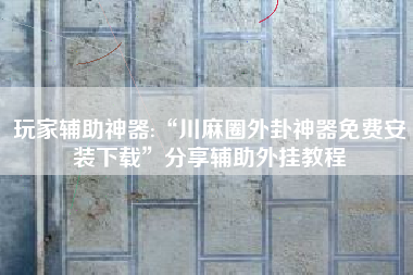 玩家辅助神器:“川麻圈外卦神器免费安装下载”分享辅助外挂教程