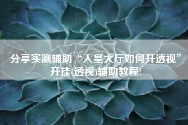 分享实测辅助“人皇大厅如何开透视	”开挂(透视)辅助教程!