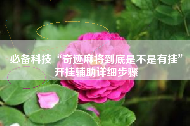 必备科技“奇迹麻将到底是不是有挂”开挂辅助详细步骤