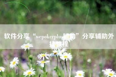 软件分享“wepokerplus辅助”分享辅助外挂教程
