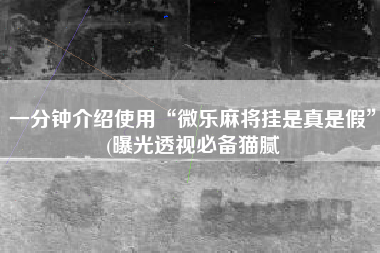 一分钟介绍使用“微乐麻将挂是真是假”(曝光透视必备猫腻