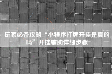玩家必备攻略“小程序打牌开挂是真的吗	”开挂辅助详细步骤