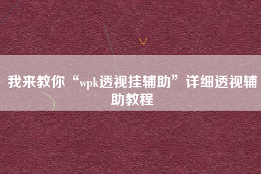 我来教你“wpk透视挂辅助	”详细透视辅助教程