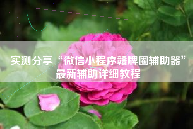 实测分享“微信小程序赣牌圈辅助器”最新辅助详细教程