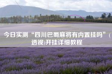 今日实测“四川巴蜀麻将有内置挂吗”(透视)开挂详细教程