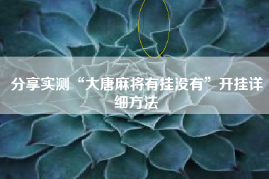 分享实测“大唐麻将有挂没有”开挂详细方法