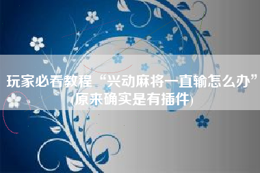 玩家必看教程“兴动麻将一直输怎么办	”(原来确实是有插件)