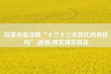 玩家必备攻略“十三十三全民比鸡有挂吗”(透视)其实确实有挂