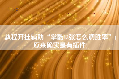 教程开挂辅助“掌酷13张怎么调胜率	”(原来确实是有插件)