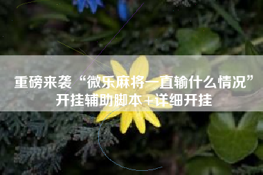 重磅来袭“微乐麻将一直输什么情况	”开挂辅助脚本+详细开挂