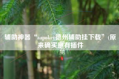 辅助神器“aapoker德州辅助挂下载”(原来确实是有插件