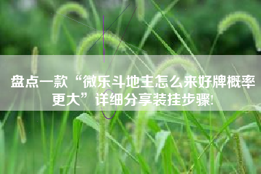 盘点一款“微乐斗地主怎么来好牌概率更大”详细分享装挂步骤!