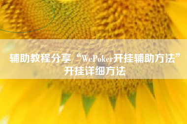 辅助教程分享“WePoker开挂辅助方法	”开挂详细方法