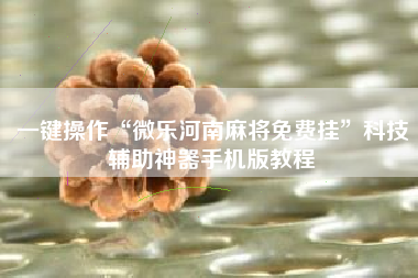 一键操作“微乐河南麻将免费挂”科技辅助神器手机版教程