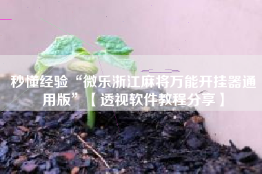 秒懂经验“微乐浙江麻将万能开挂器通用版	”【透视软件教程分享】