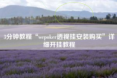 3分钟教程“wepoker透视挂安装购买”详细开挂教程