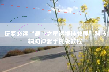 玩家必读“德扑之星透视挂教程”科技辅助神器手机版教程