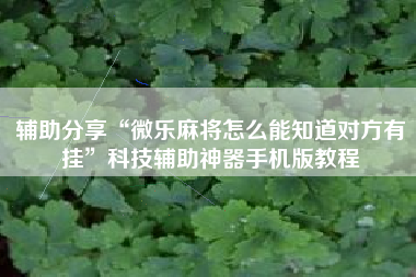 辅助分享“微乐麻将怎么能知道对方有挂	”科技辅助神器手机版教程