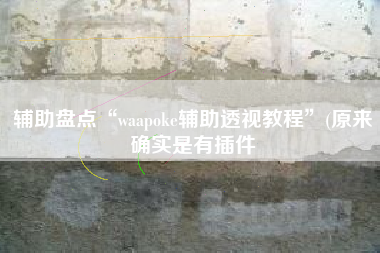 辅助盘点“waapoke辅助透视教程	”(原来确实是有插件