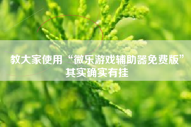 教大家使用“微乐游戏辅助器免费版”其实确实有挂