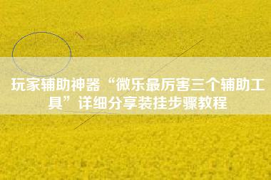 玩家辅助神器“微乐最厉害三个辅助工具”详细分享装挂步骤教程