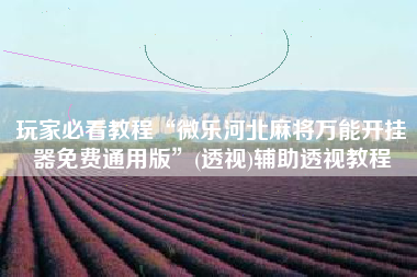 玩家必看教程“微乐河北麻将万能开挂器免费通用版”(透视)辅助透视教程