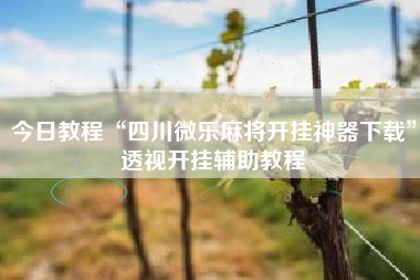 今日教程“四川微乐麻将开挂神器下载”透视开挂辅助教程