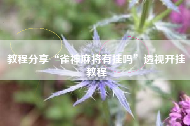 教程分享“雀神麻将有挂吗	”透视开挂教程