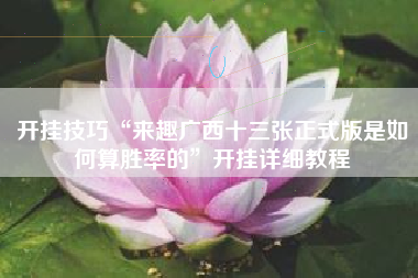 开挂技巧“来趣广西十三张正式版是如何算胜率的	”开挂详细教程