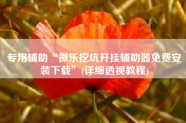 专用辅助“微乐挖坑开挂辅助器免费安装下载	”(详细透视教程)