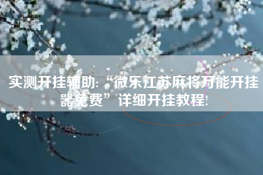 实测开挂辅助:“微乐江苏麻将万能开挂器免费”详细开挂教程!