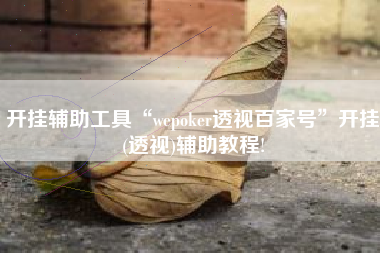 开挂辅助工具“wepoker透视百家号	”开挂(透视)辅助教程!