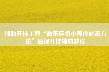 辅助开挂工具“微乐麻将小程序必赢方法	”透视开挂辅助教程
