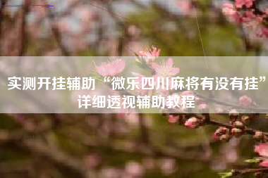 实测开挂辅助“微乐四川麻将有没有挂”详细透视辅助教程