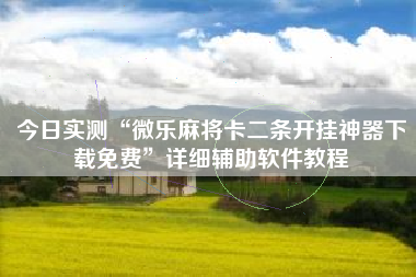 今日实测“微乐麻将卡二条开挂神器下载免费”详细辅助软件教程