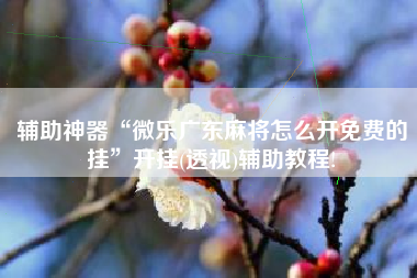 辅助神器“微乐广东麻将怎么开免费的挂”开挂(透视)辅助教程!