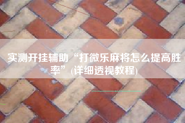 实测开挂辅助“打微乐麻将怎么提高胜率”(详细透视教程)