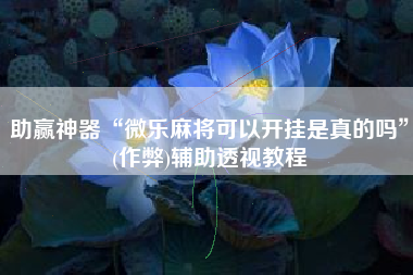 助赢神器“微乐麻将可以开挂是真的吗	”(作弊)辅助透视教程