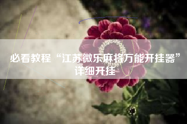 必看教程“江苏微乐麻将万能开挂器	”详细开挂